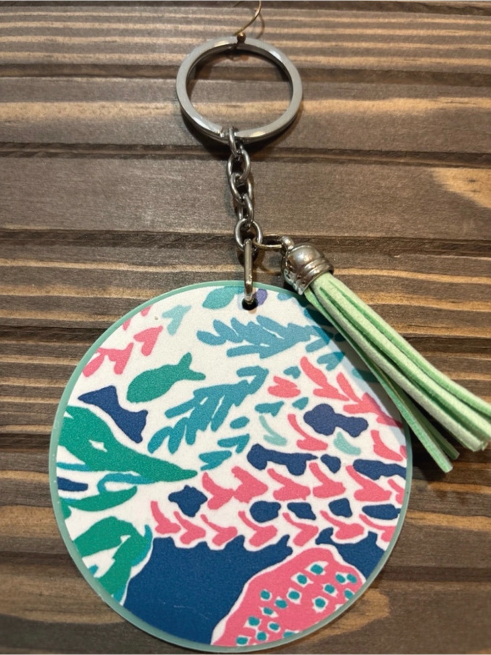 Keyring Tassel Charm in Mint, Navy & Pink - Unbranded Home Accent